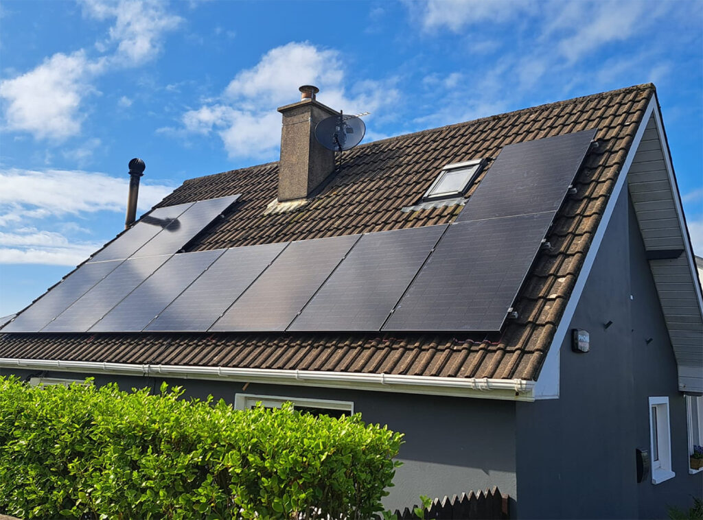 mounted solar panels on house rooftop