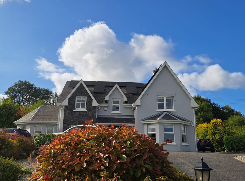 front facing view of home with solar panels